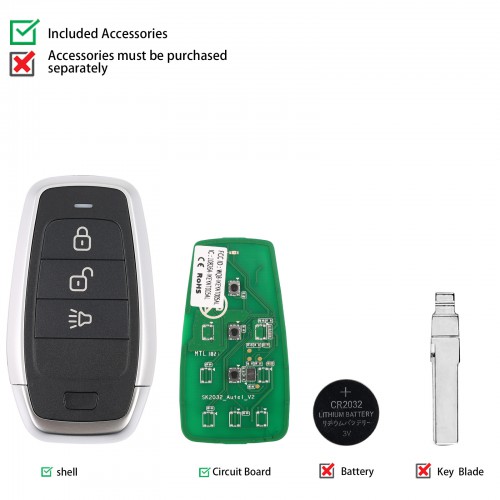 [In Stock] AUTEL MAXIIM IKEY Standard Style IKEYAT003AL 3 Buttons Independent Smart Key (Lock/ Unlock/ Panic) 5pcs/lot