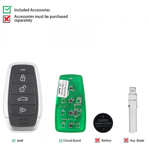 [In Stock] AUTEL MAXIIM IKEY Standard Style IKEYAT004CL 4 Buttons Independent Smart Key (Panic/ Trunk) 5pcs/lot