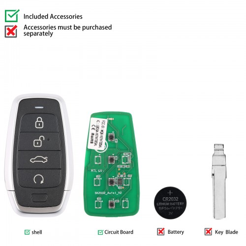 [In Stock] AUTEL MAXIIM IKEY Standard Style IKEYAT004EL 4 Buttons Independent Smart Key (Trunk/ Remote Start) 5pcs/lot