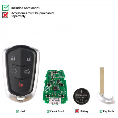 [In Stock] AUTEL MAXIIM IKEY Premium Style IKEYGM005AL GM Cadillac 5 Buttons Universal Smart Key (Remote Start/ Trunk)