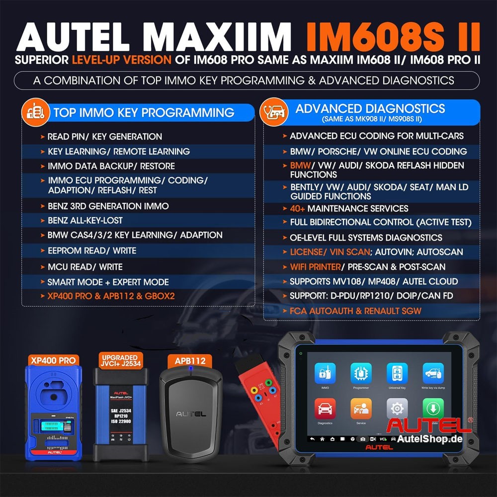 Autel MaxiIM IM608 PRO II (IM608S II/ IM608 II) with G-Box3 and APB112