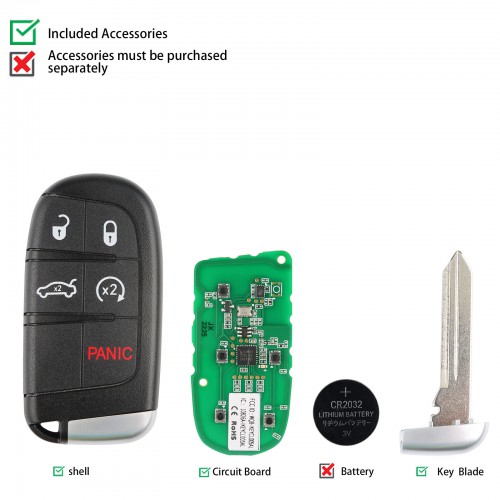 AUTEL MAXIIM IKEY Premium Style IKEYCL005AL Chrysler 5 Buttons Universal Smart Key (Trunk/ Remote Start) 10pcs/lot