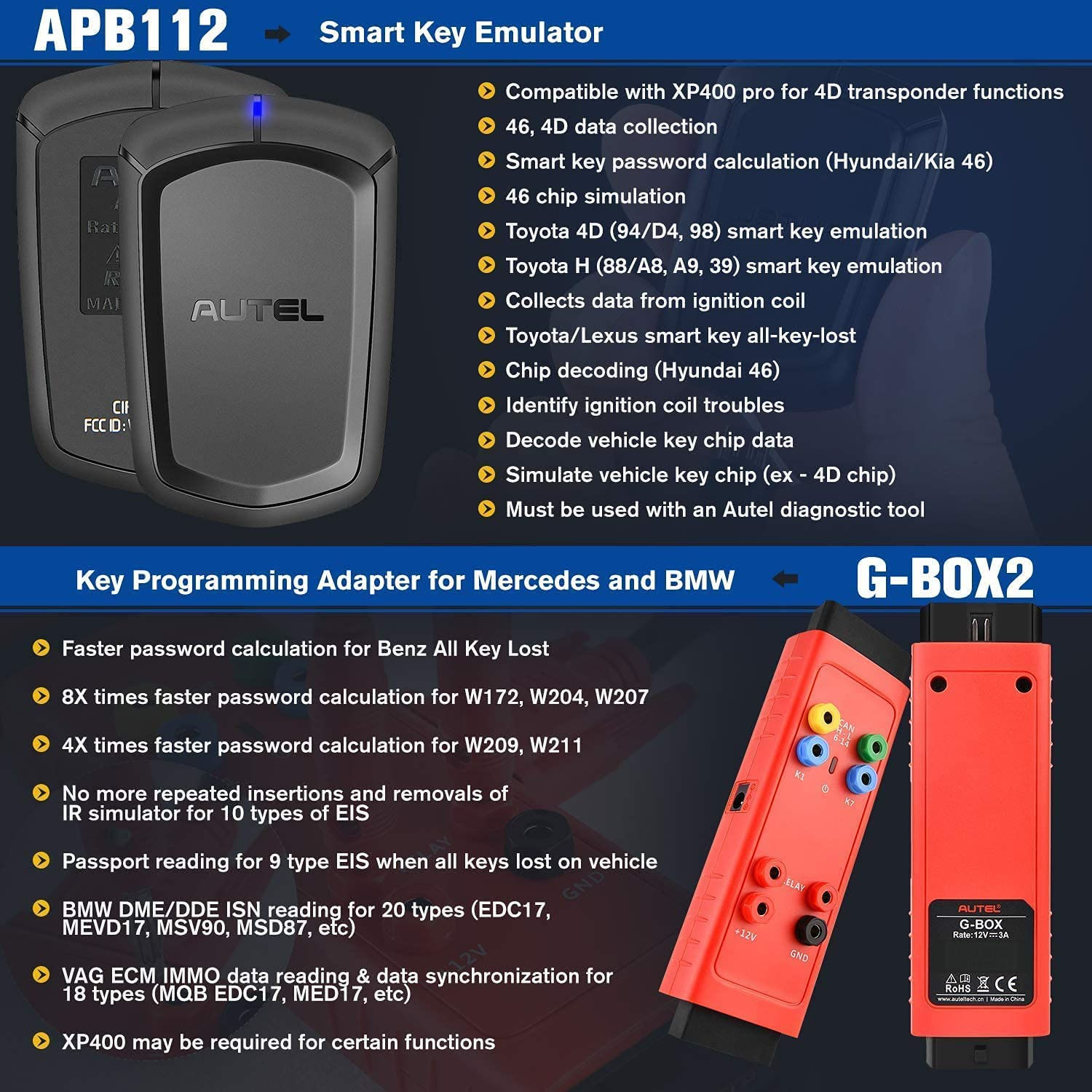 Autel MaxiIM IM608PRO Plus IMKPA Accessories with G-Box2 and APB112